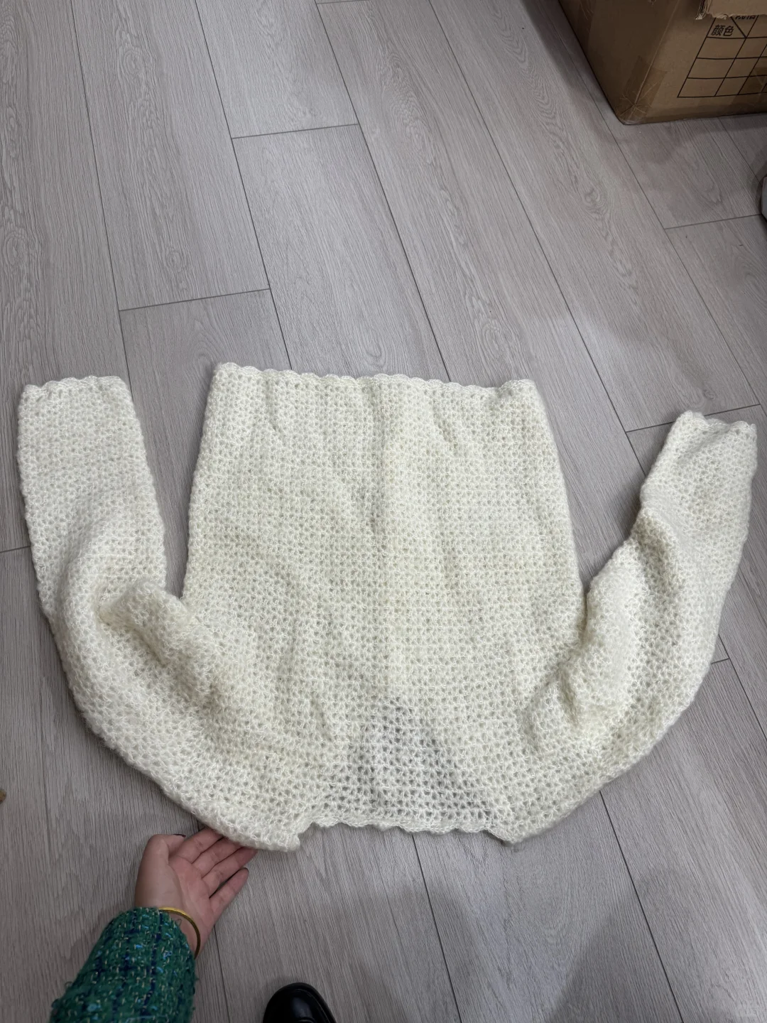 出口货温柔白色系编织感法式甜美毛衣开衫