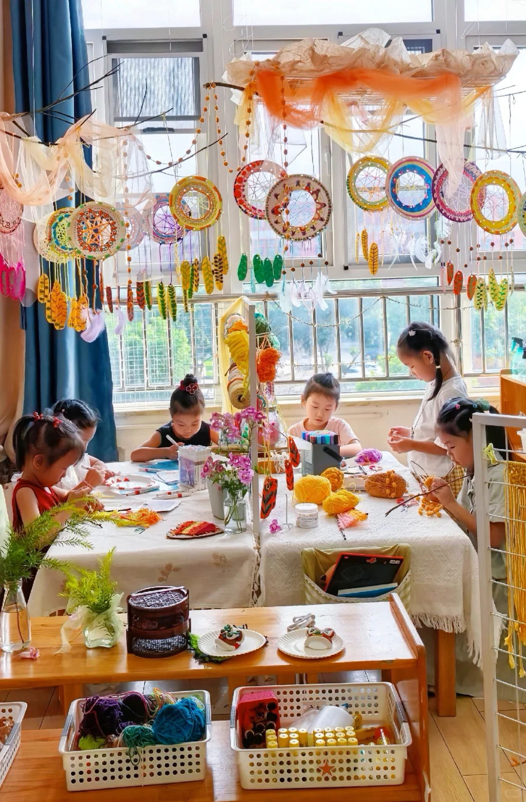 幼儿园?秋天环创/毛线?创意手工小树