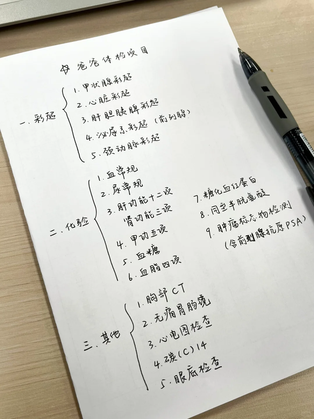 女儿写的体检清单，学医的朋友能帮我看看吗