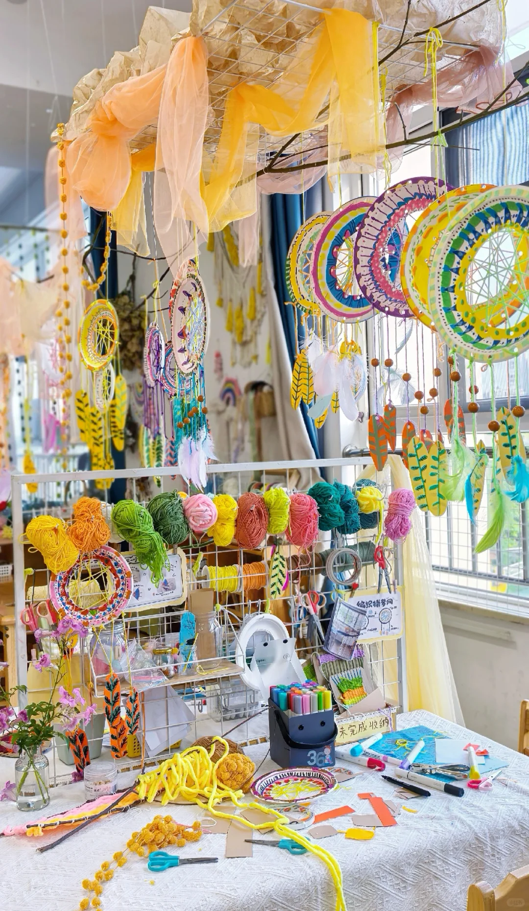 幼儿园?秋天环创/毛线?创意手工小树