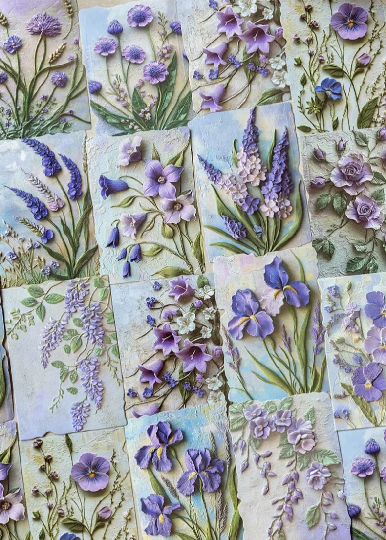 素材分享｜花草情书植物浮雕系列素材纸