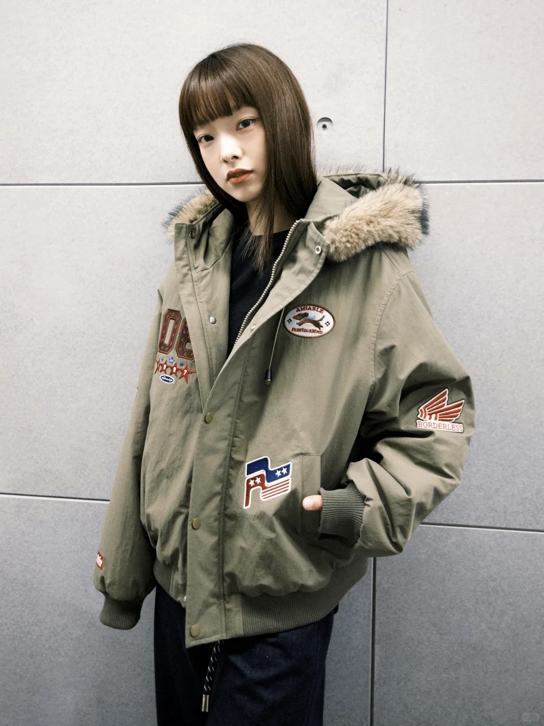 来晒上身图??和露思一起解锁美式派克棉服