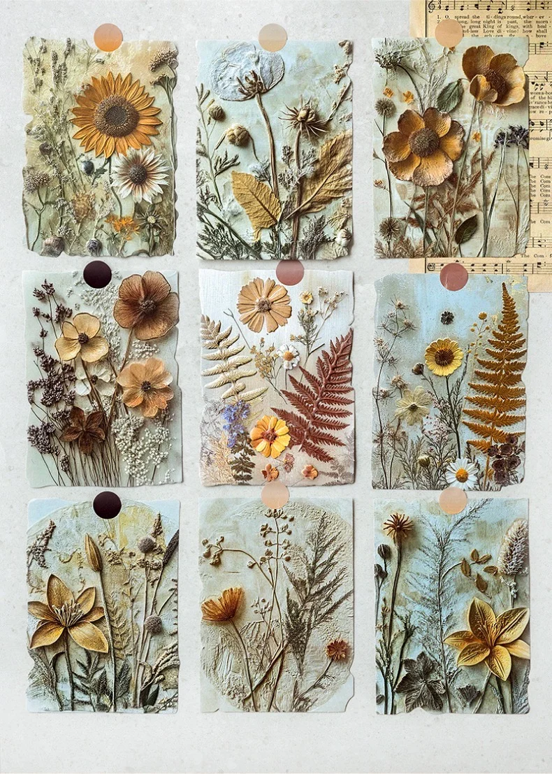 素材分享｜花草情书植物浮雕系列素材纸