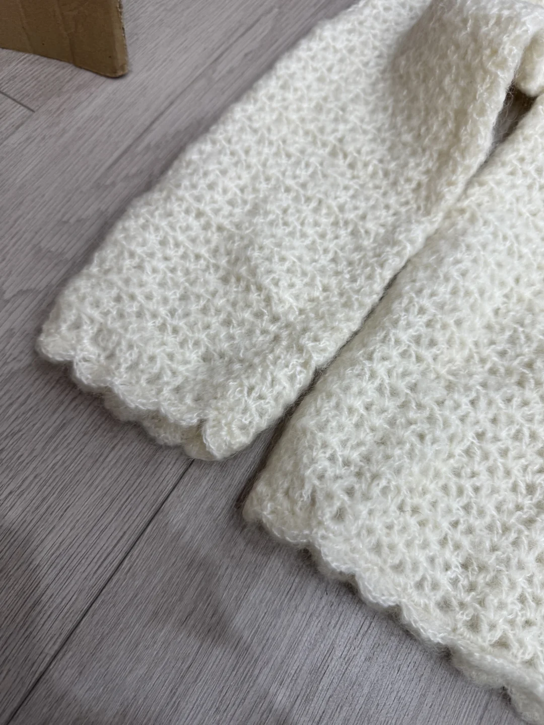 出口货温柔白色系编织感法式甜美毛衣开衫