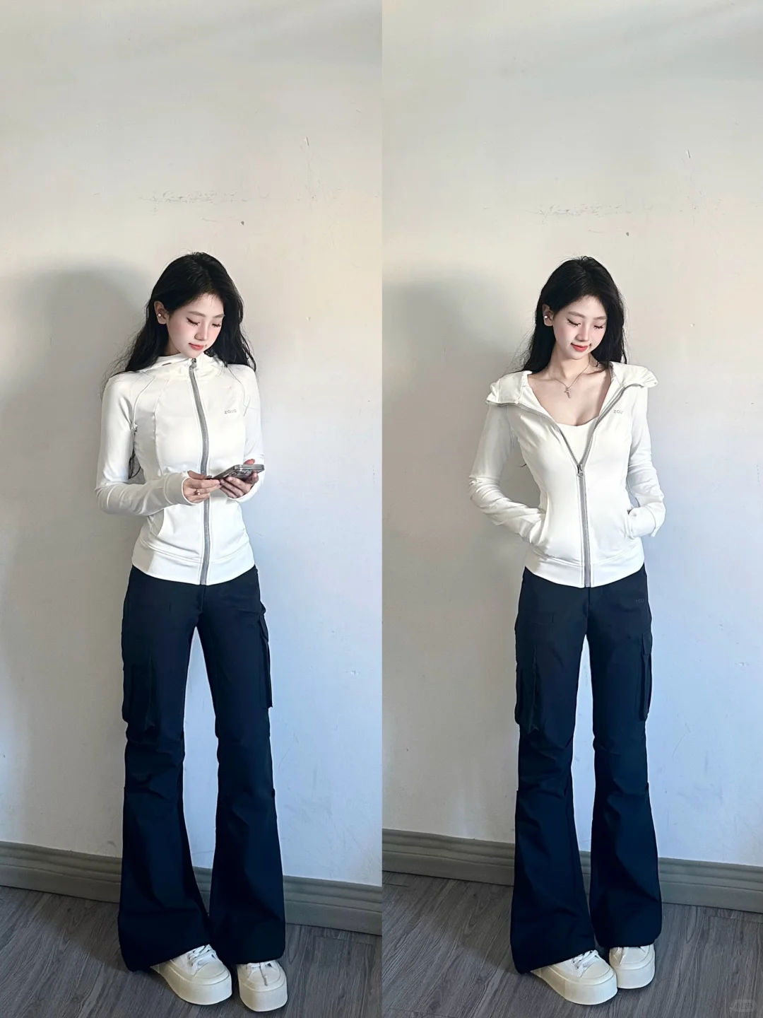 lulu风卫衣➕工装微喇裤不要太显瘦！