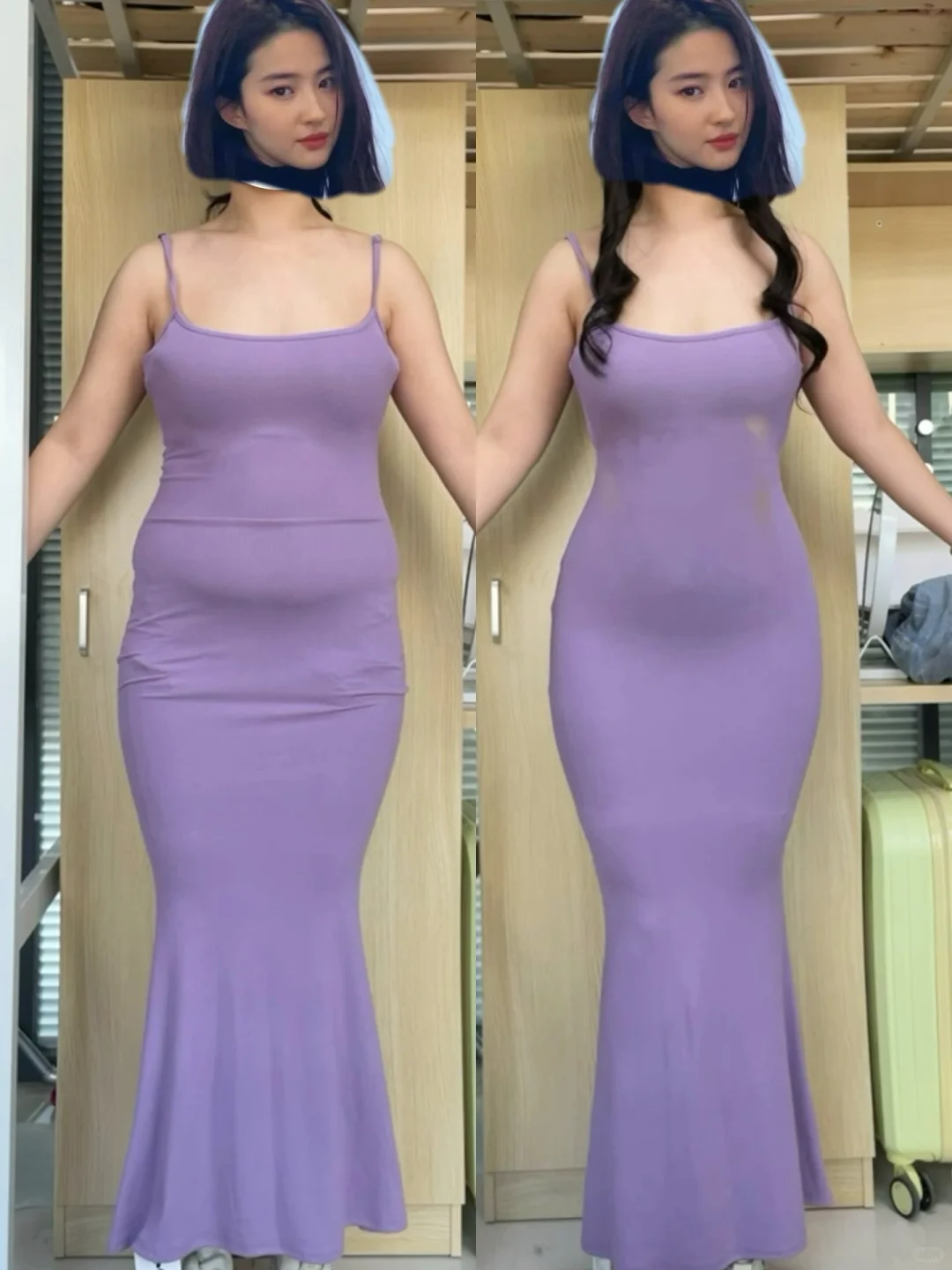 姐妹们！！穿skims裙听劝左右对比！！