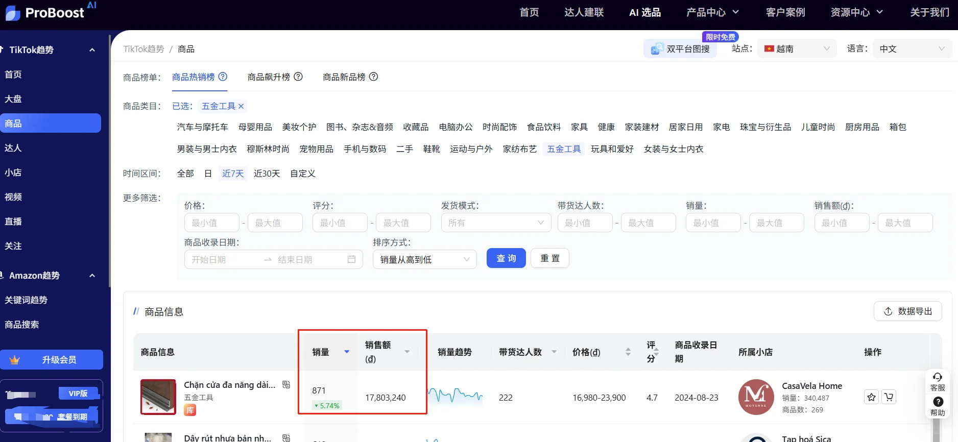TikTok越南区五金类目选品建议，干货满满！