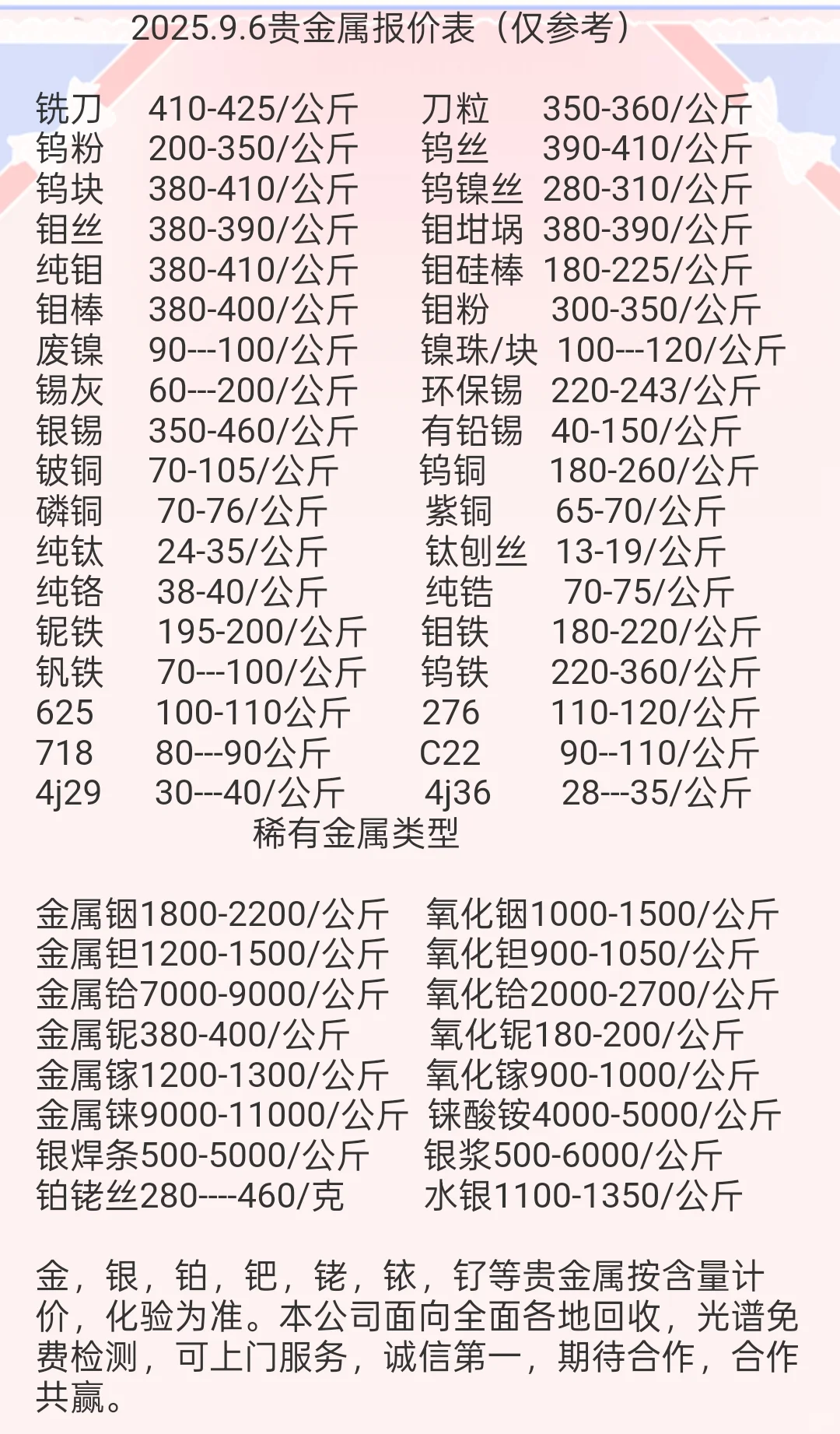金九银十，金属报价又涨了！