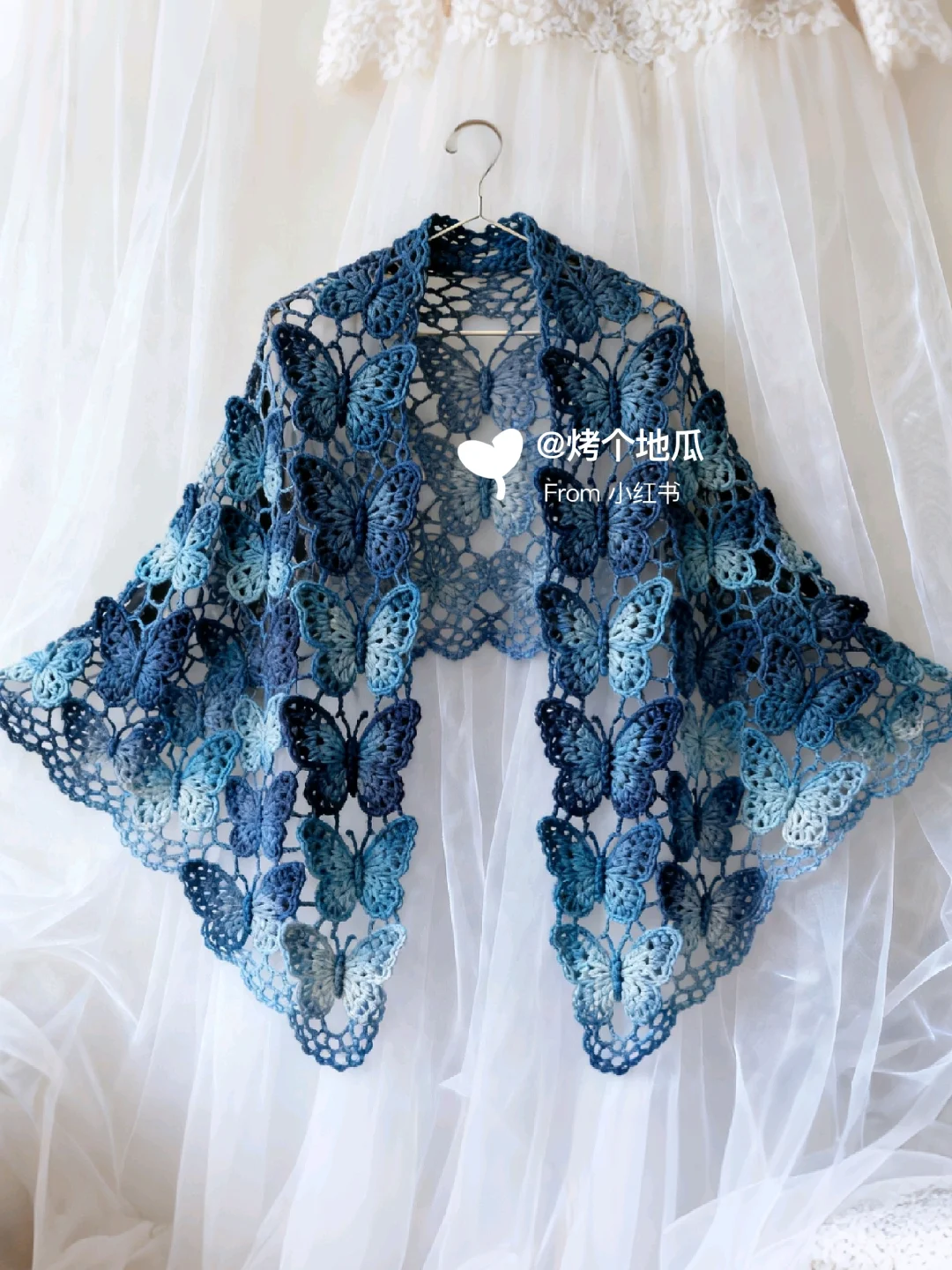 复刻ai钩织蝴蝶?披肩（附图解教程）