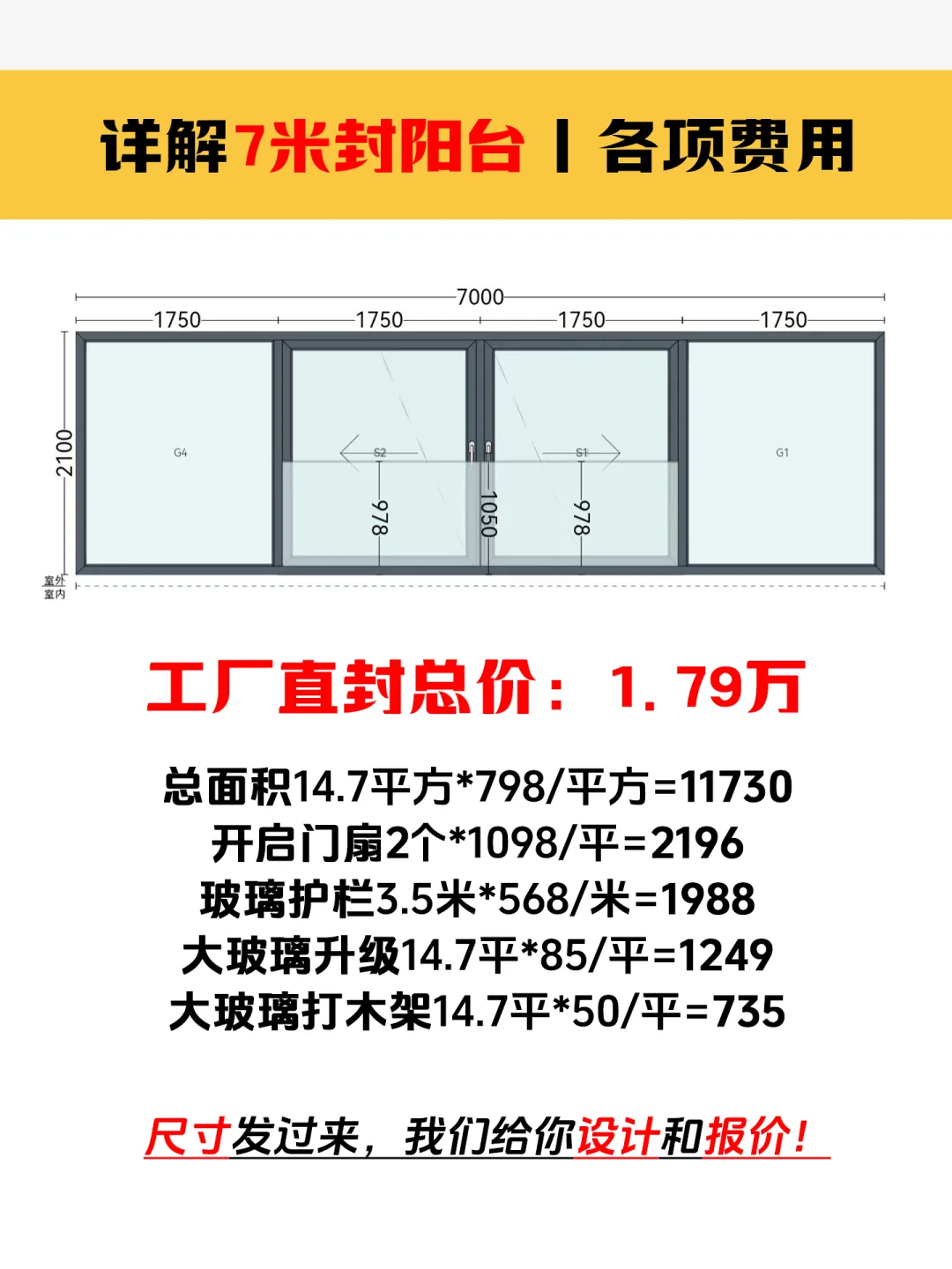 详解7米封阳台各项费用明细