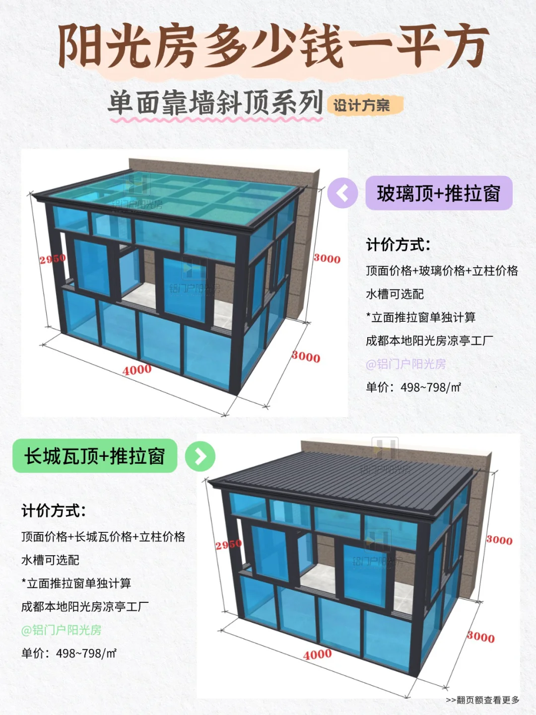 斜顶阳光房究竟多少钱一平？?附设计方案