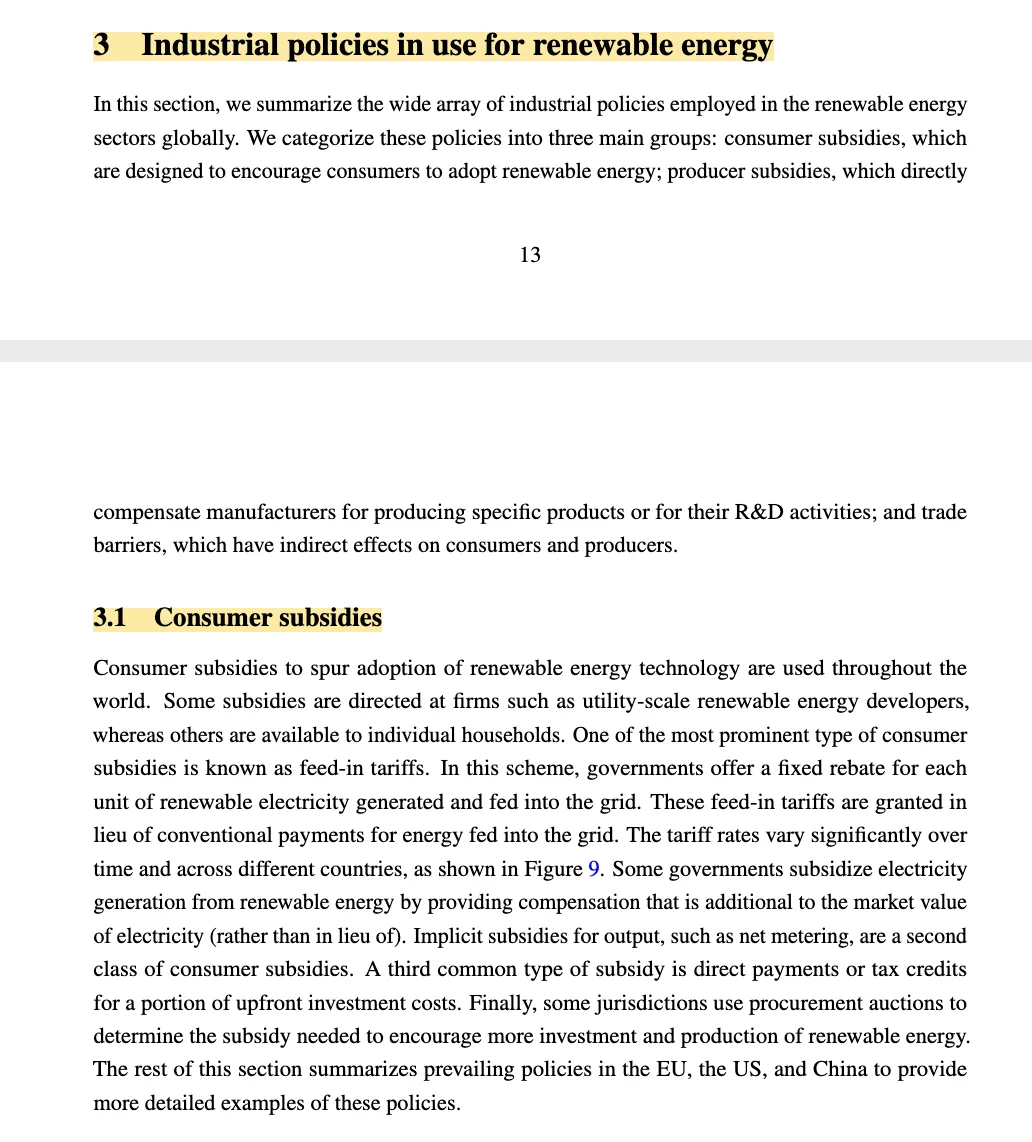 NBER|可再生能源的产业政策,前沿热点!