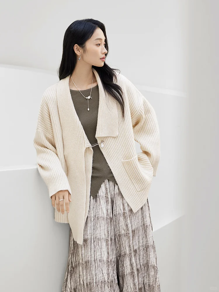 对白杜鹃同款｜围巾式开衫毛衣