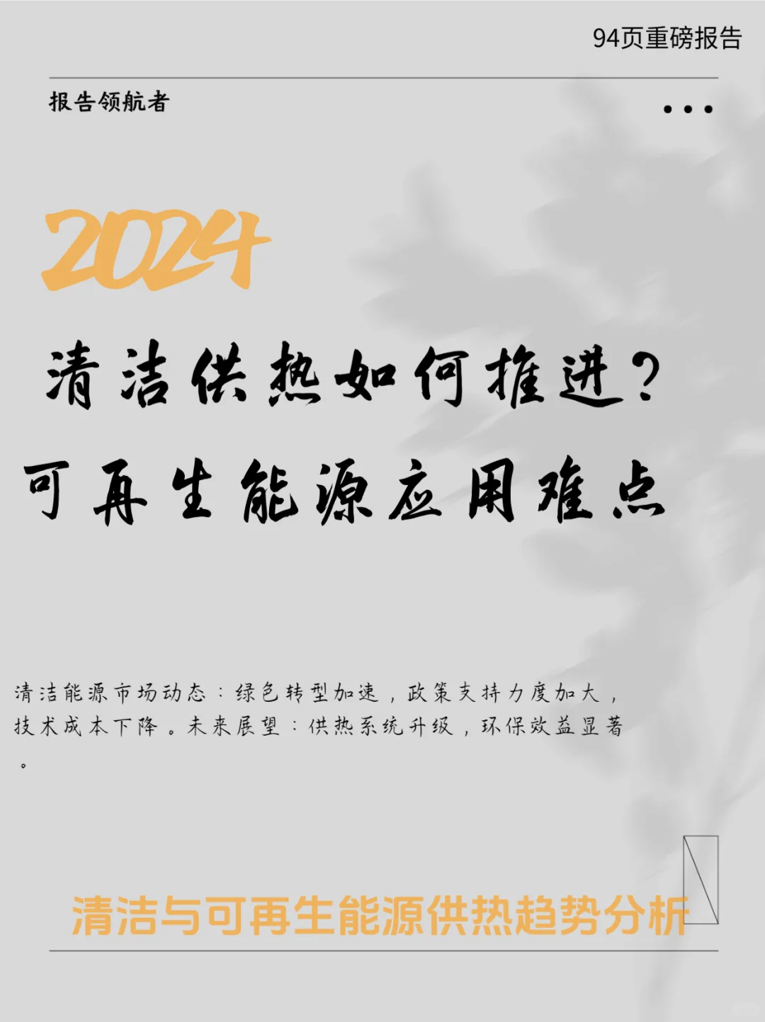 2024中国清洁与可再生能源供热发展前景