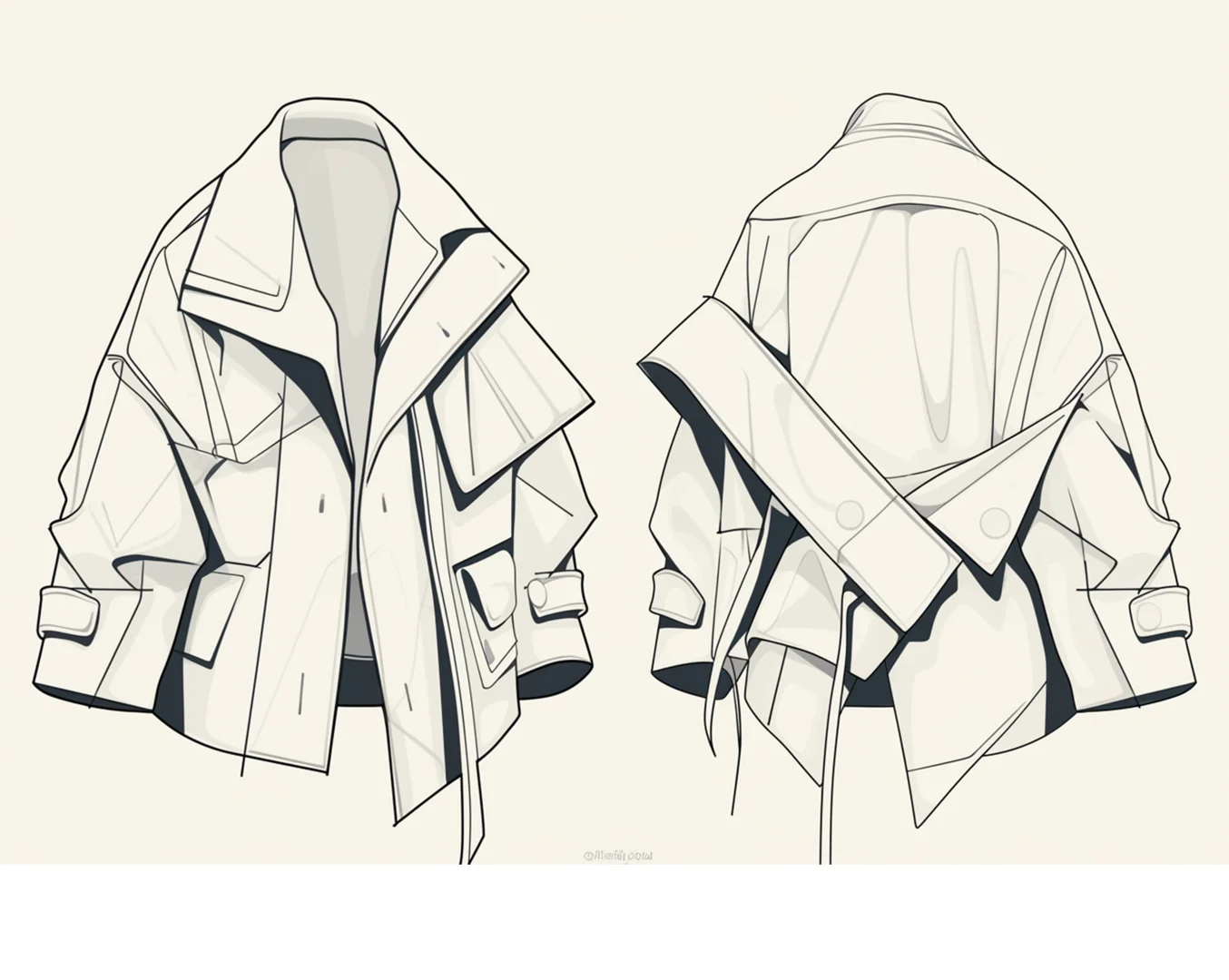 42.mj生成的高清不对称外套款式图素材