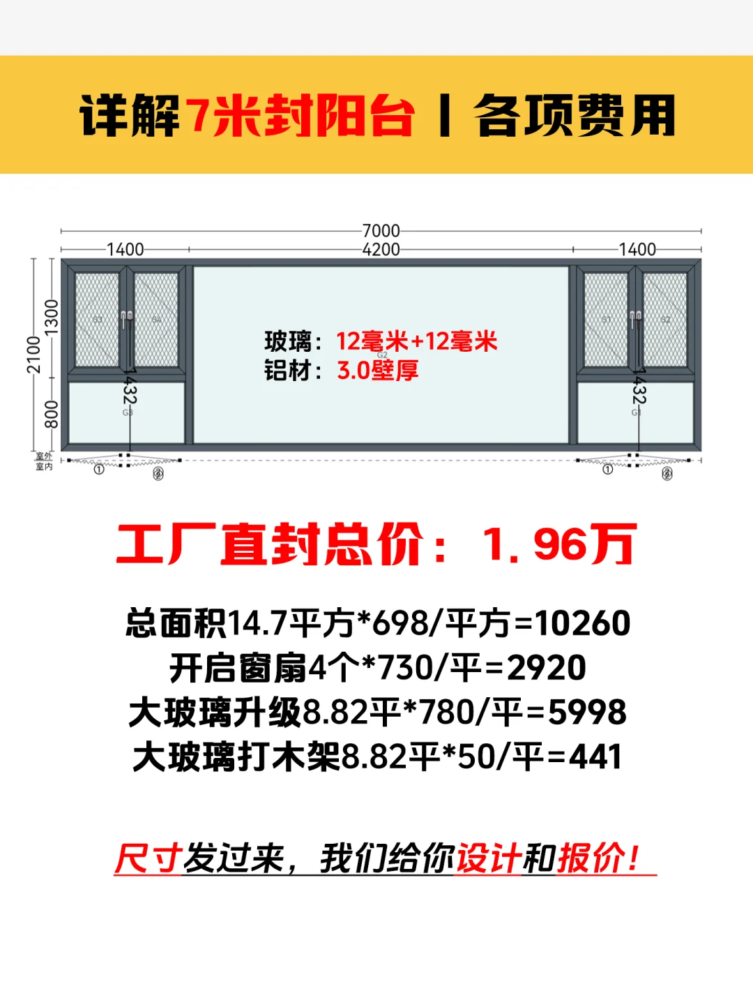 详解7米封阳台各项费用明细