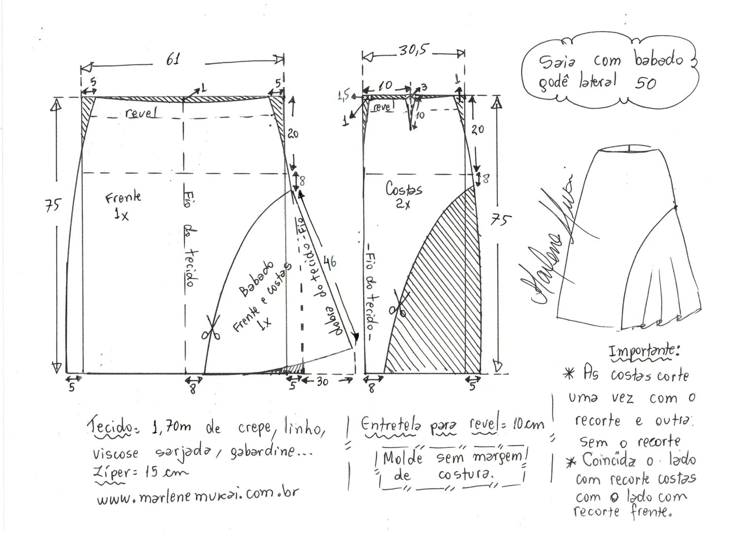不规则设计感鱼尾半身裙✂️服装裁剪图