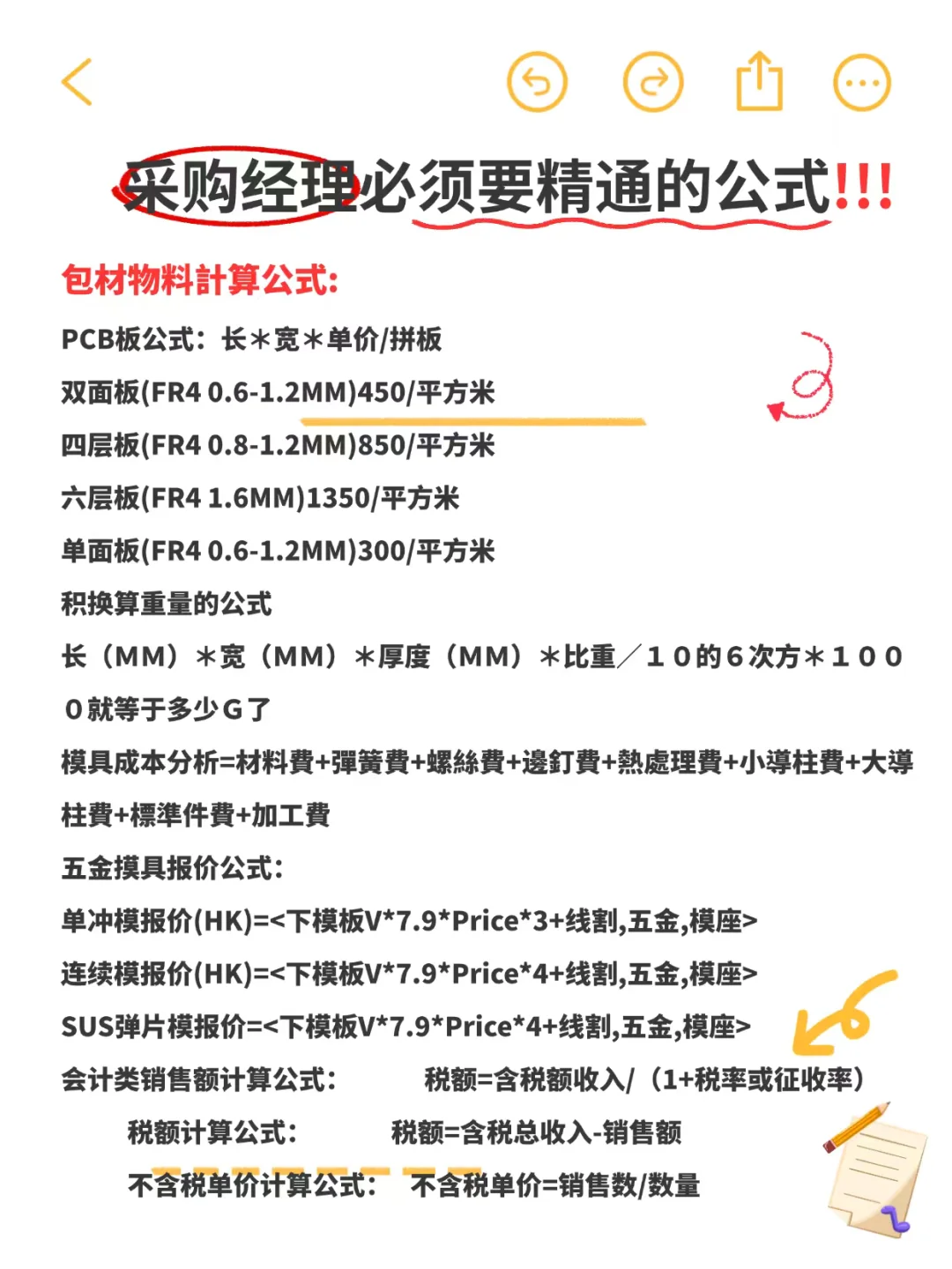 采购经理必须要精通的公式