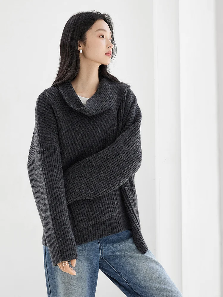 对白杜鹃同款｜围巾式开衫毛衣