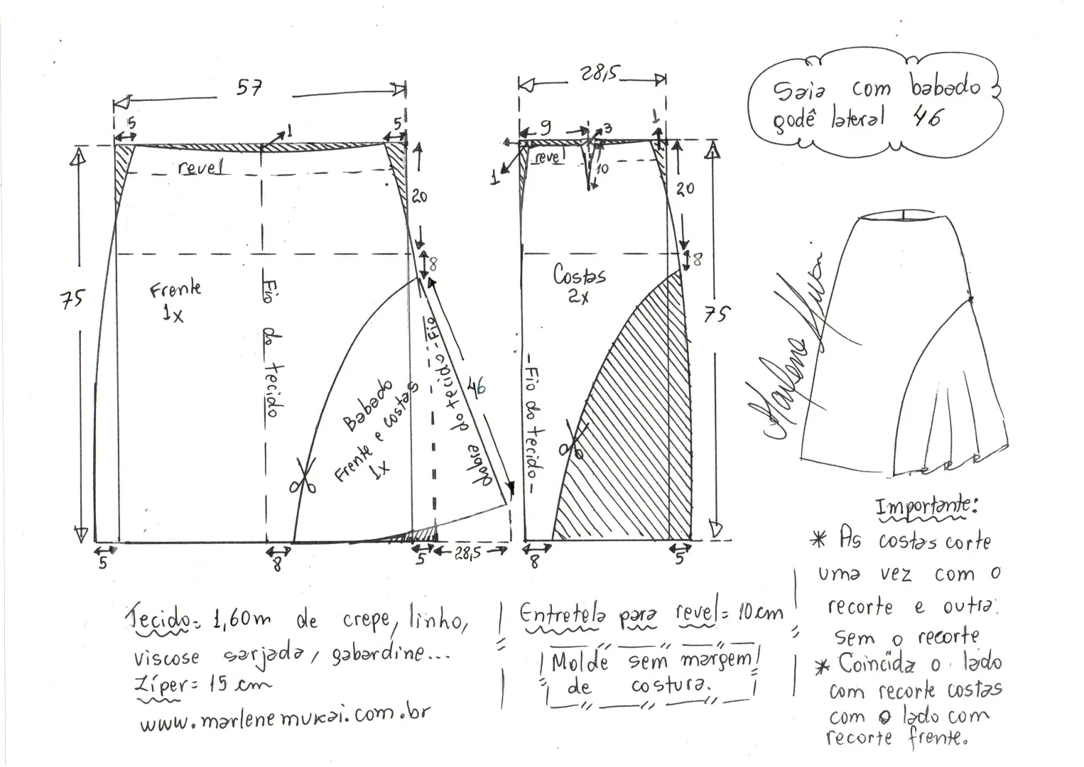 不规则设计感鱼尾半身裙✂️服装裁剪图