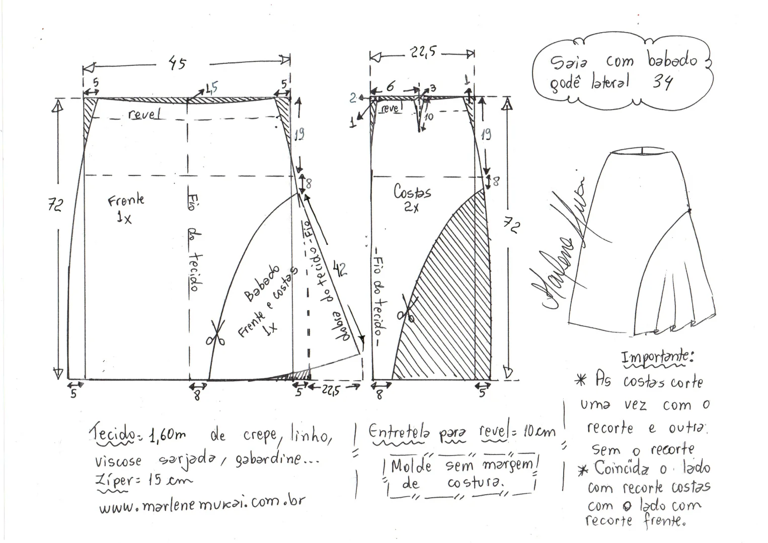 不规则设计感鱼尾半身裙✂️服装裁剪图