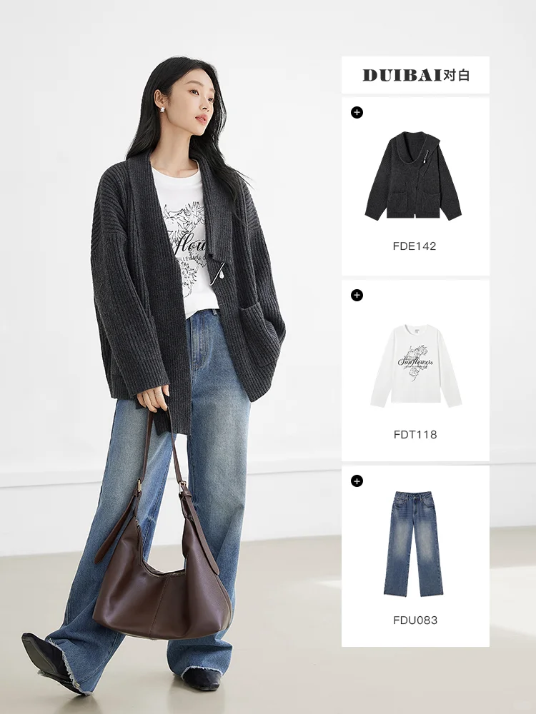 对白杜鹃同款｜围巾式开衫毛衣