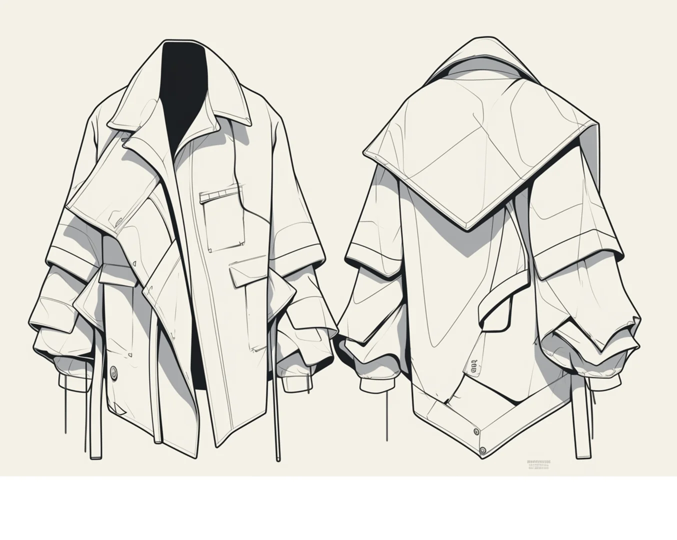 42.mj生成的高清不对称外套款式图素材