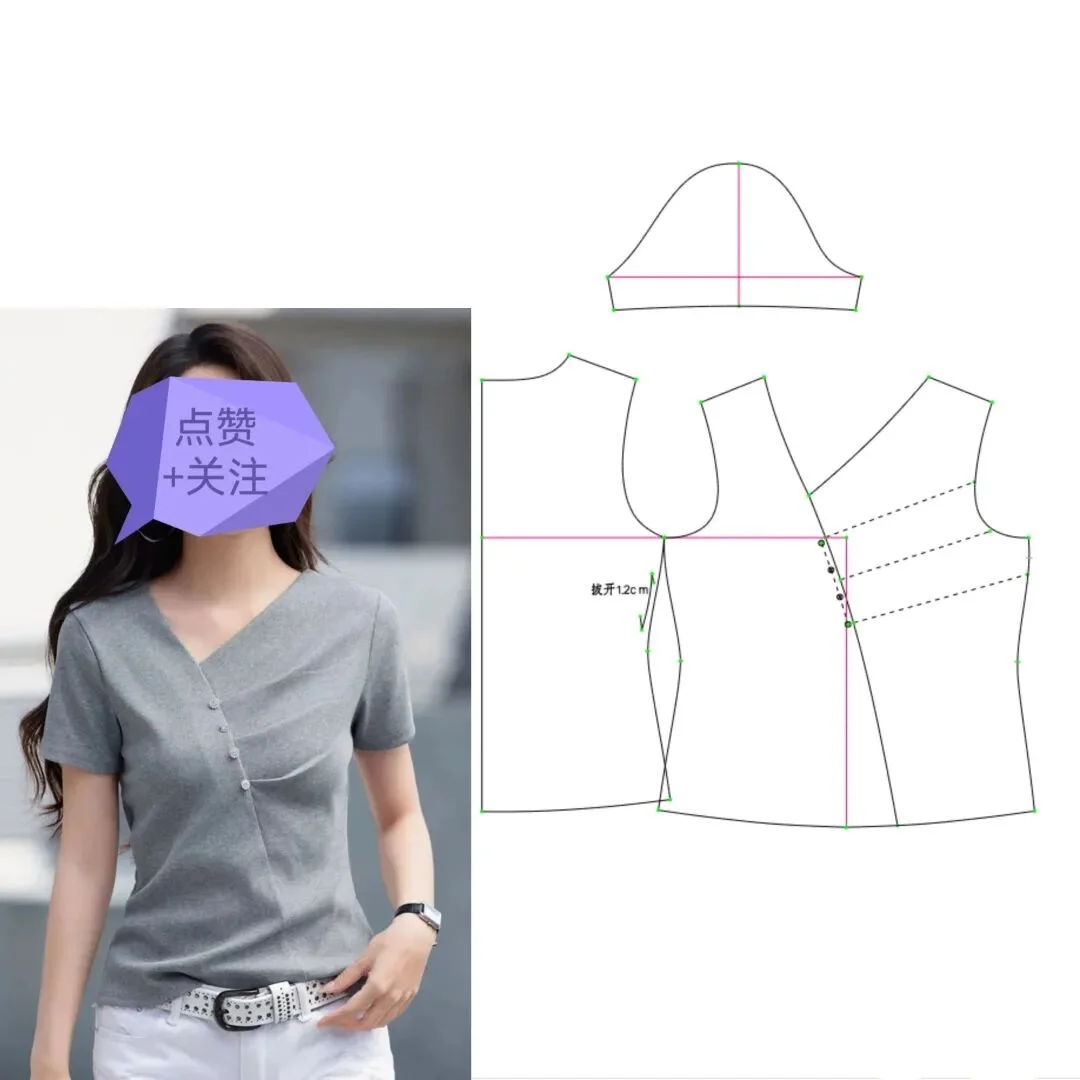 不规则短袖上衣裁剪图