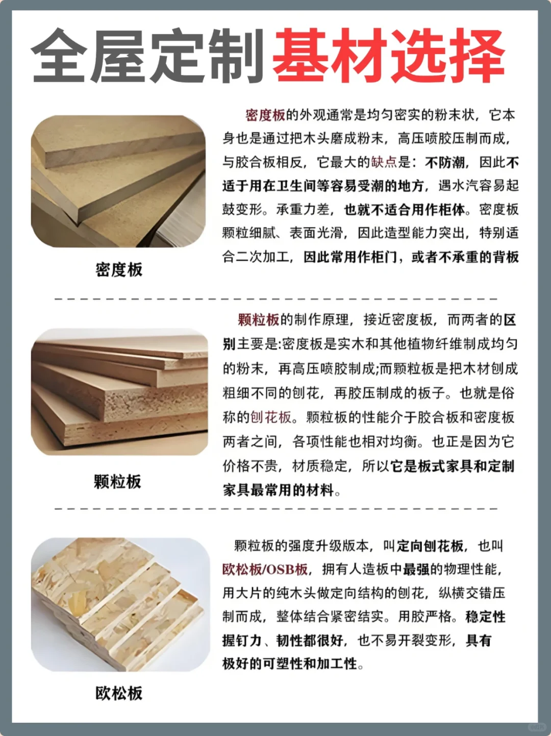 一分钟看懂！全屋定制6种板材优点及怎么选！！