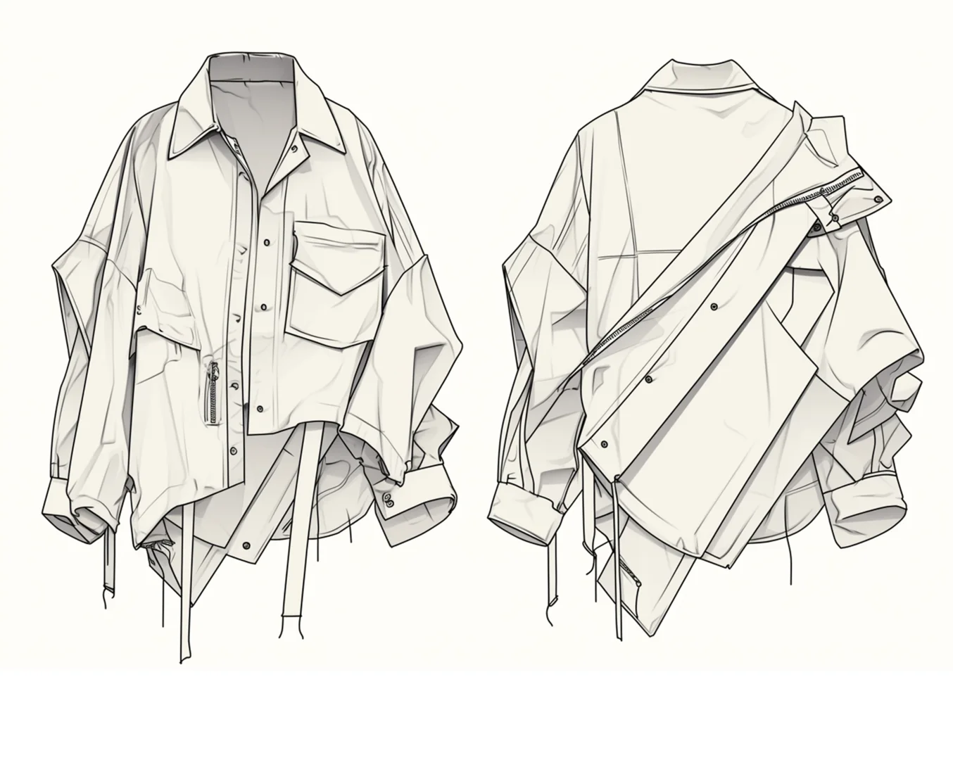 42.mj生成的高清不对称外套款式图素材