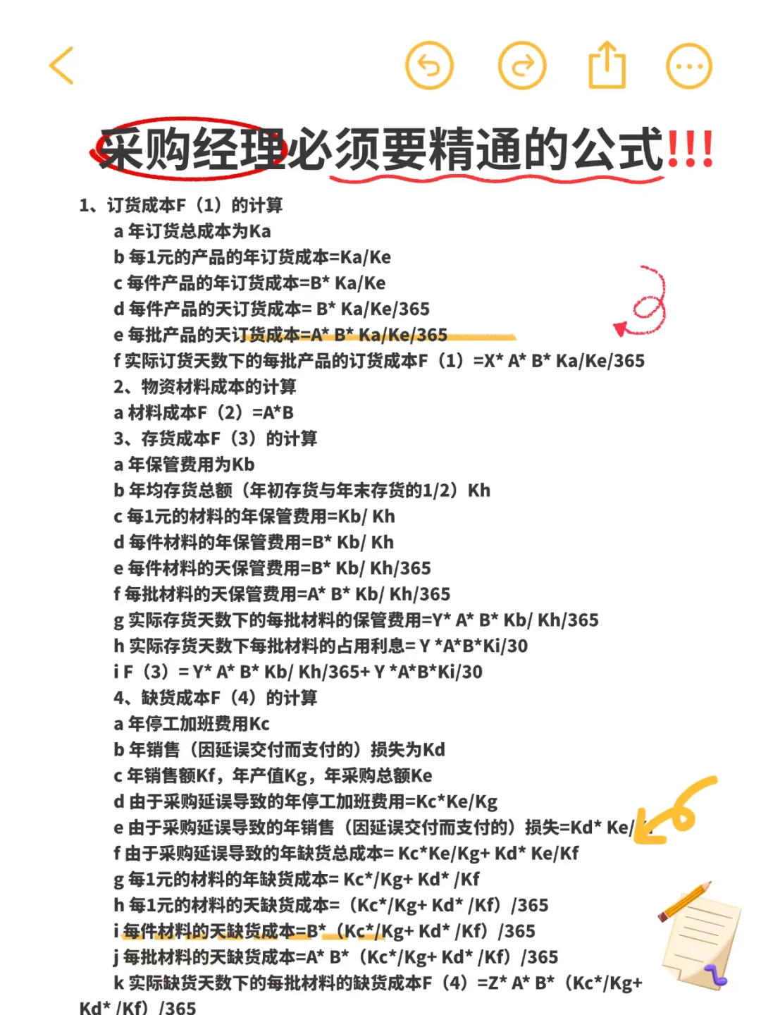 采购经理必须要精通的公式