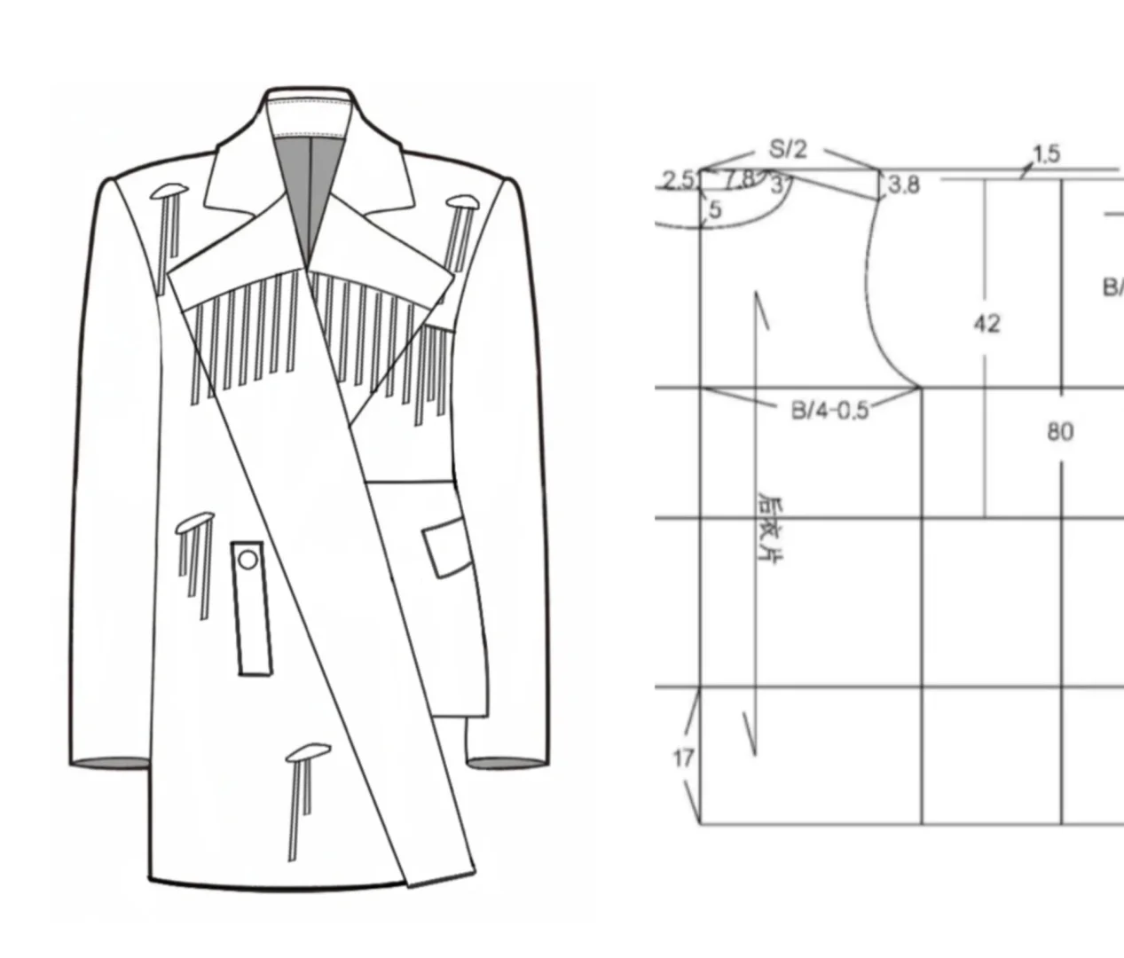 不对称西装打版分享?