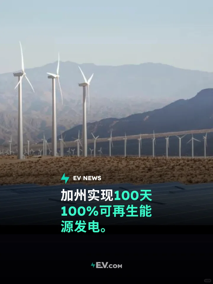 加州实现100天100%可再生能源发电