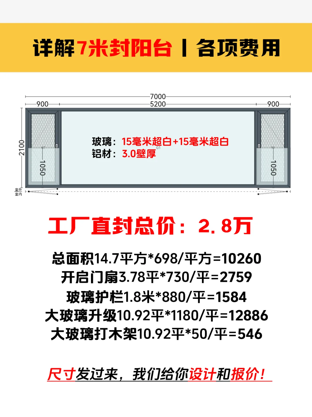 详解7米封阳台各项费用明细