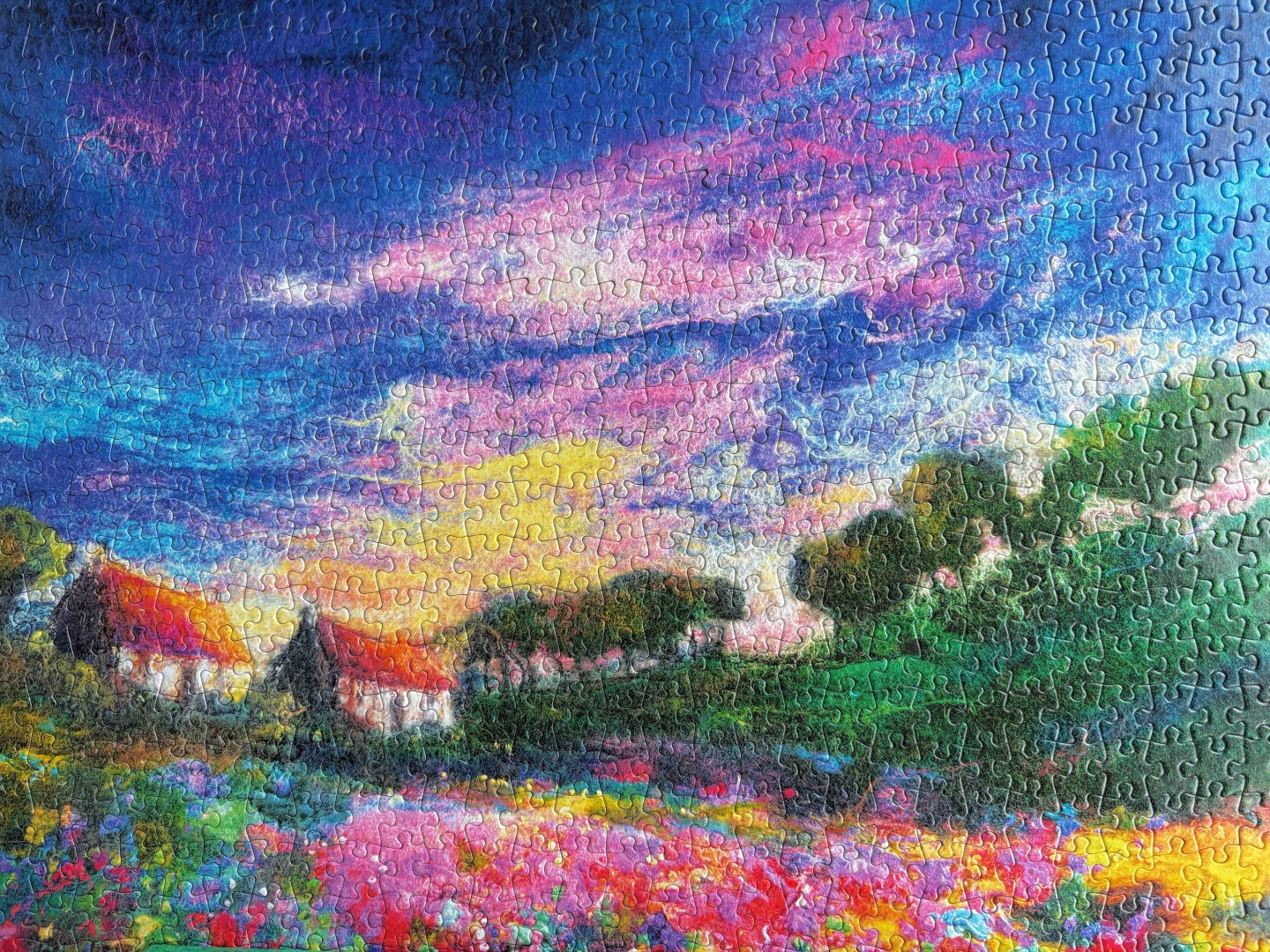 ?把诗的颜色，都拼进了拼图里 - 日落花田