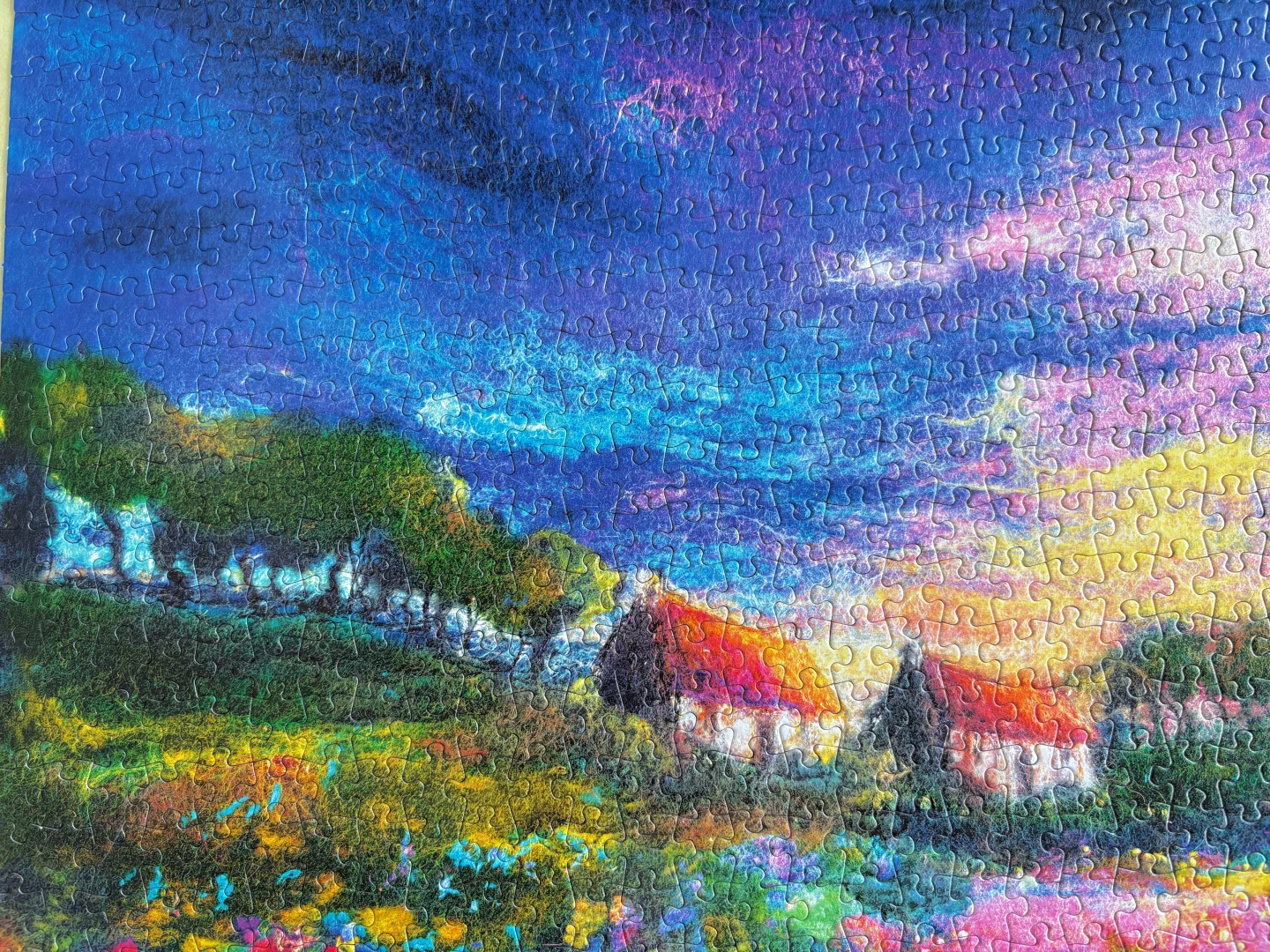 ?把诗的颜色，都拼进了拼图里 - 日落花田