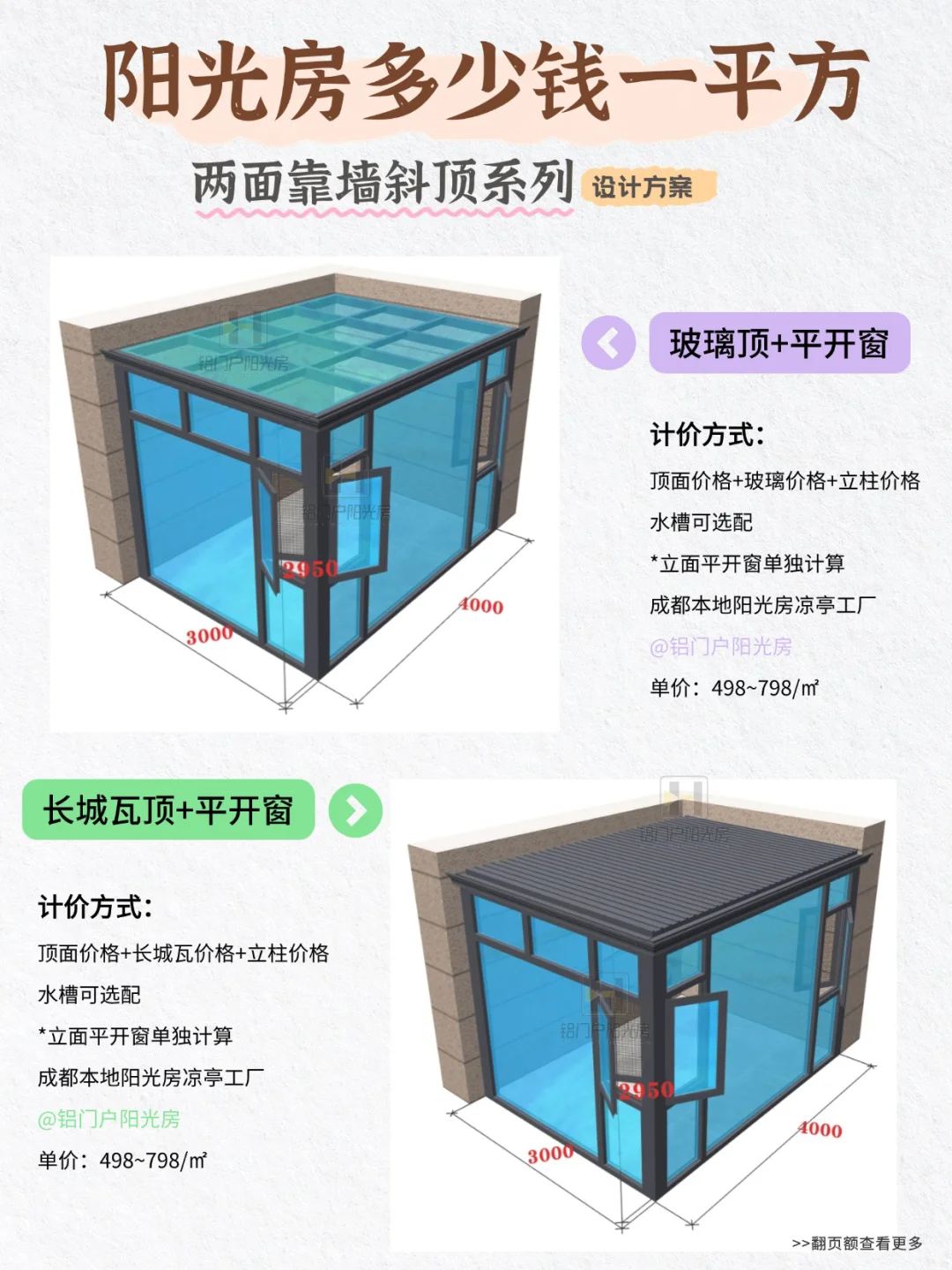 斜顶阳光房究竟多少钱一平？?附设计方案
