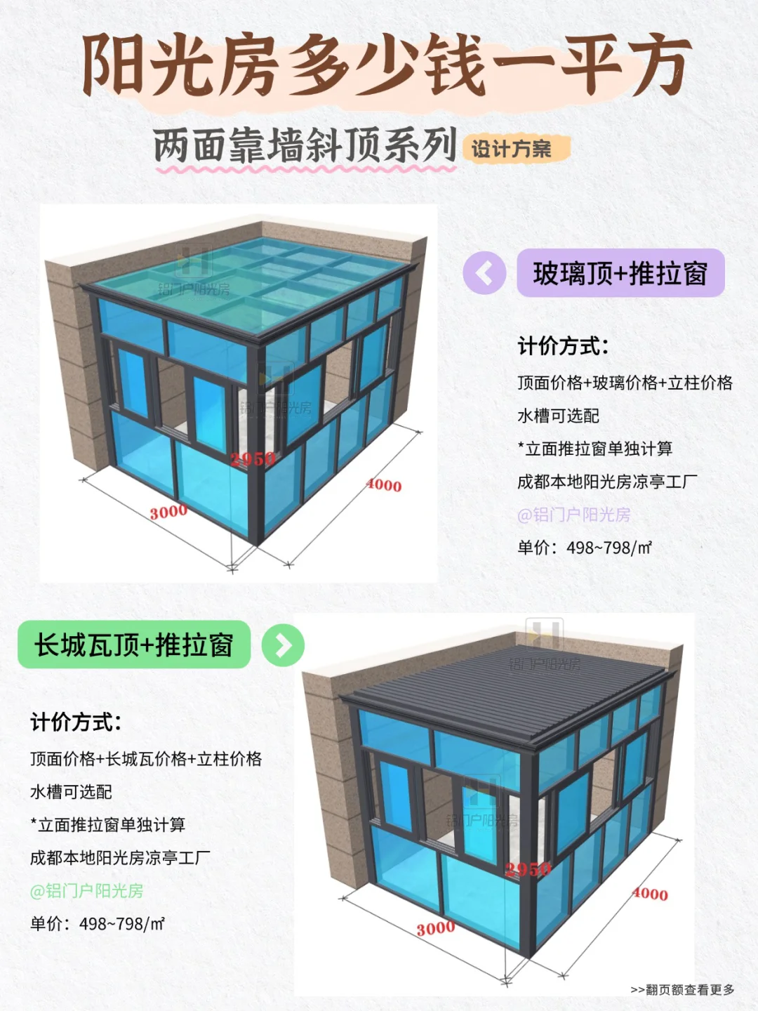 斜顶阳光房究竟多少钱一平？?附设计方案