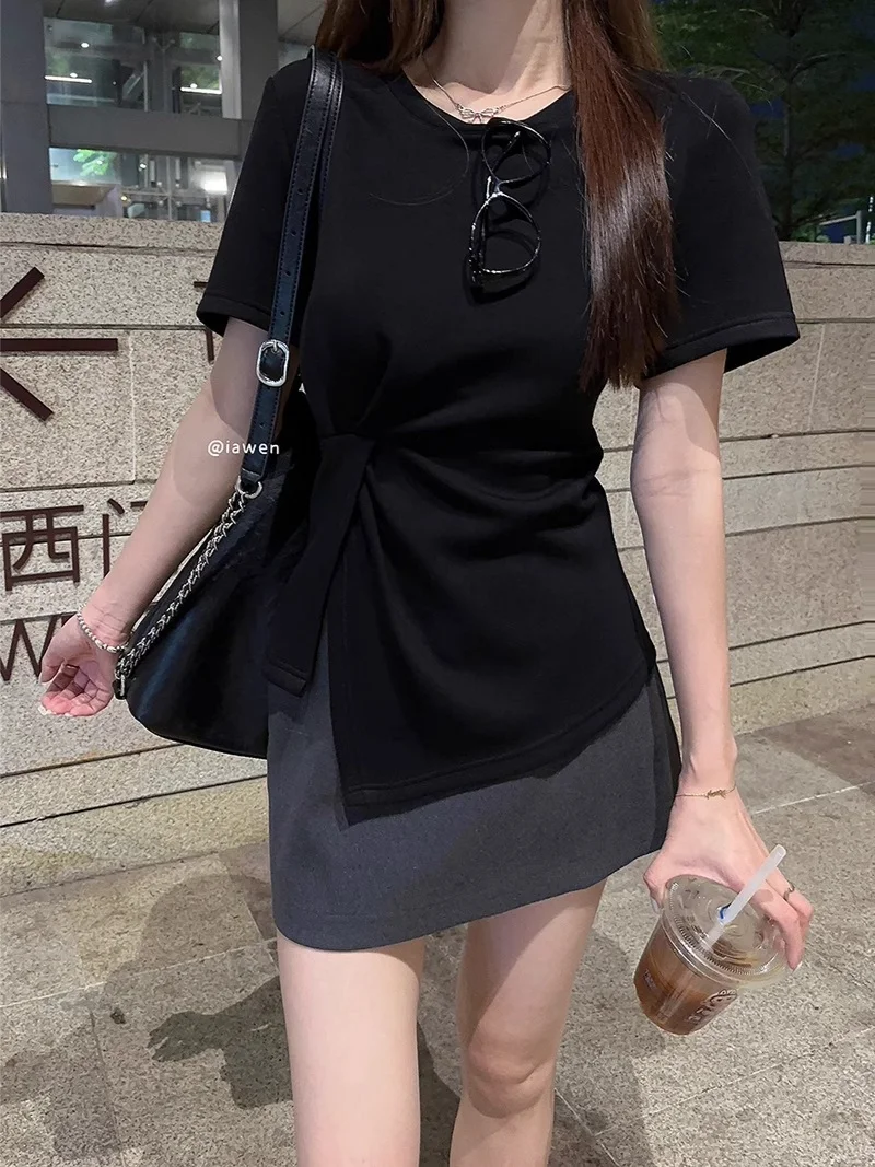 ?不规则开叉设计T恤，时尚感爆棚！