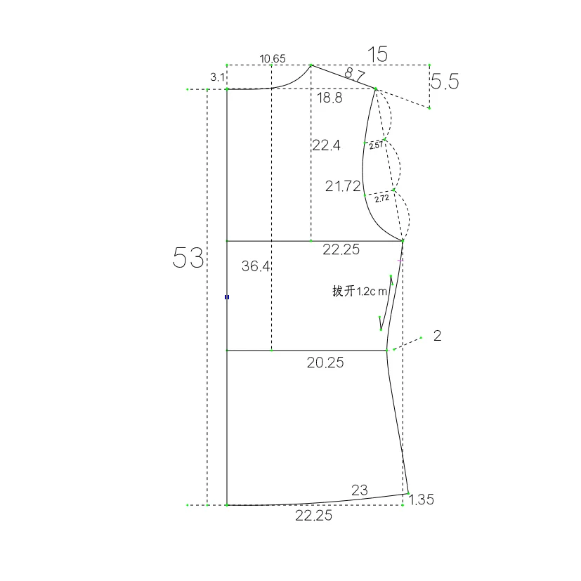 不规则短袖上衣裁剪图