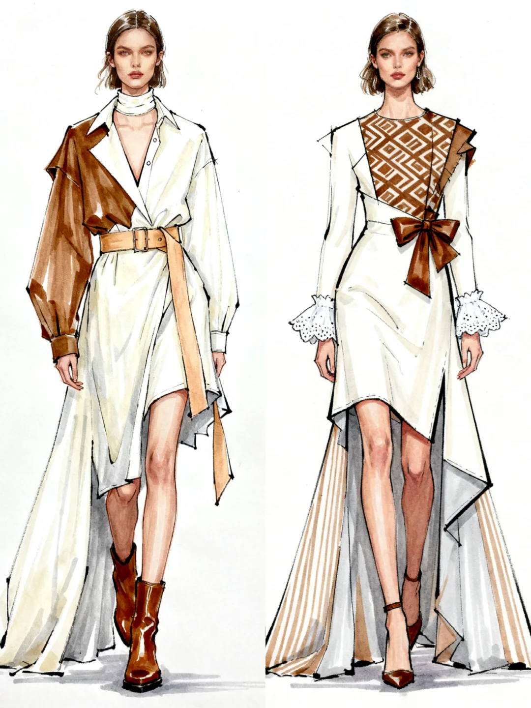 解构主义｜2套不对称服装设计