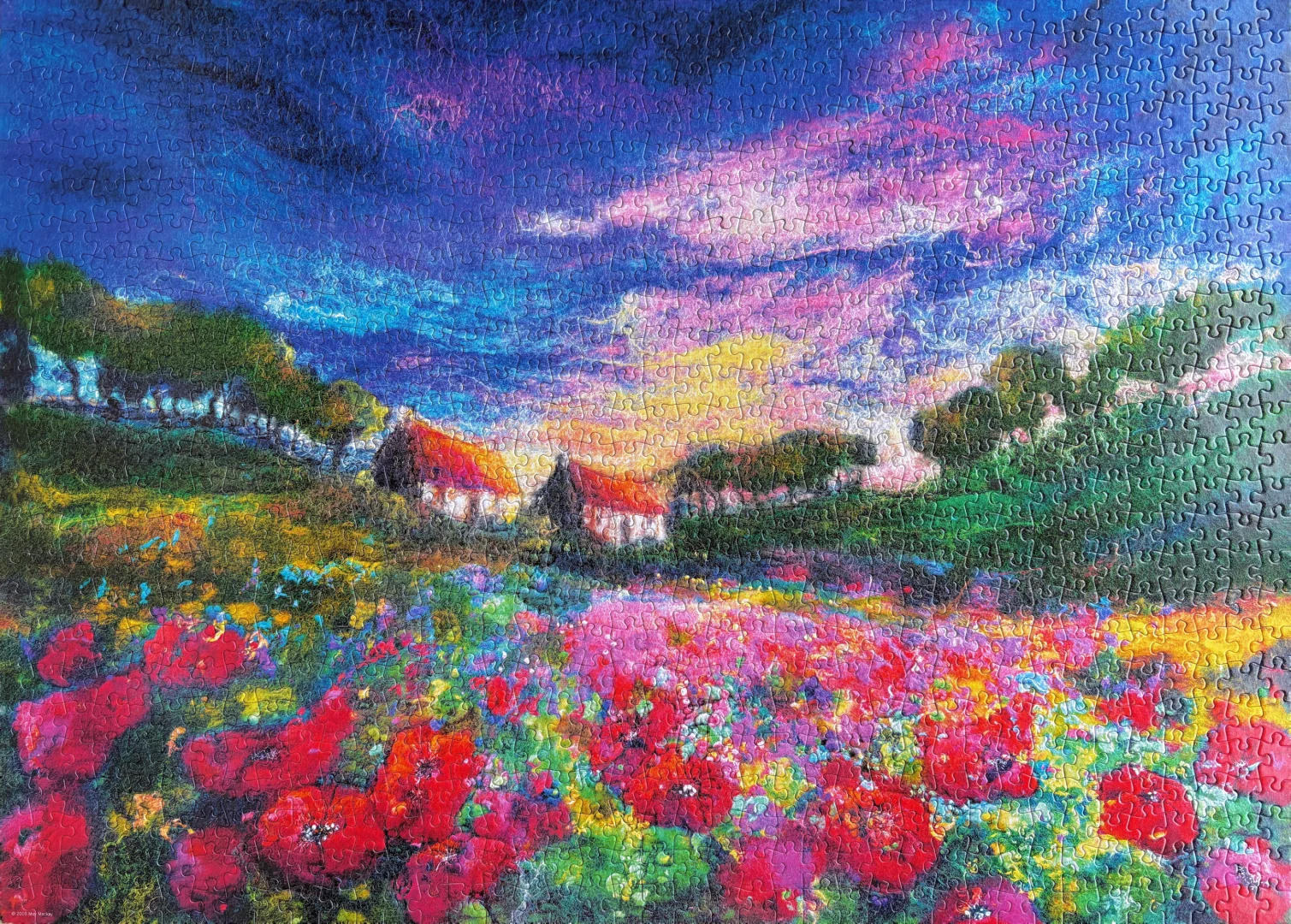 ?把诗的颜色，都拼进了拼图里 - 日落花田