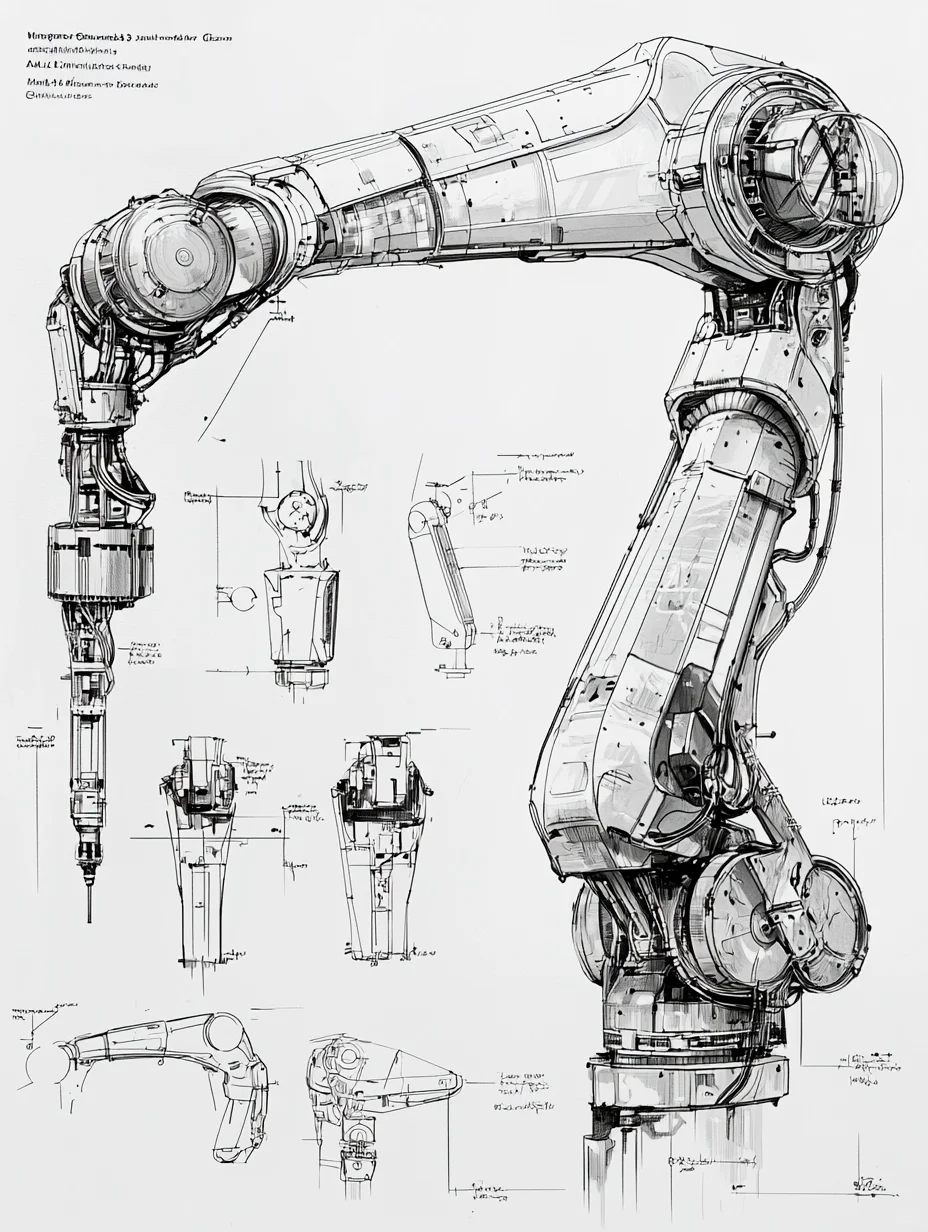 生产自动化·机械臂 设计线稿［咒语］