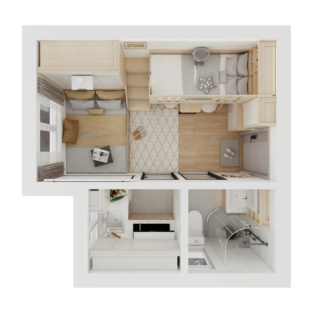 香港14m²公屋?一室改两床住下一家三口人