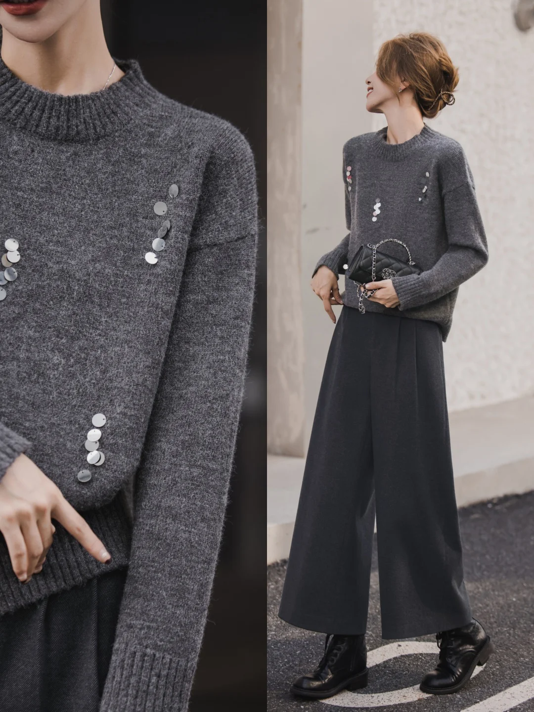 请查收??9套秋冬高智感格雷系穿搭