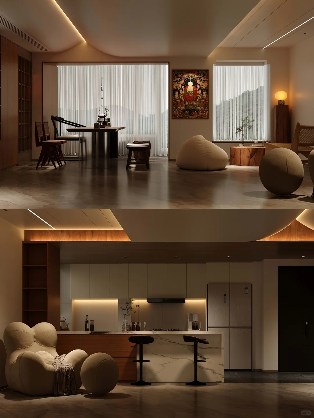 115㎡混搭风?去客厅化设计的家情味?