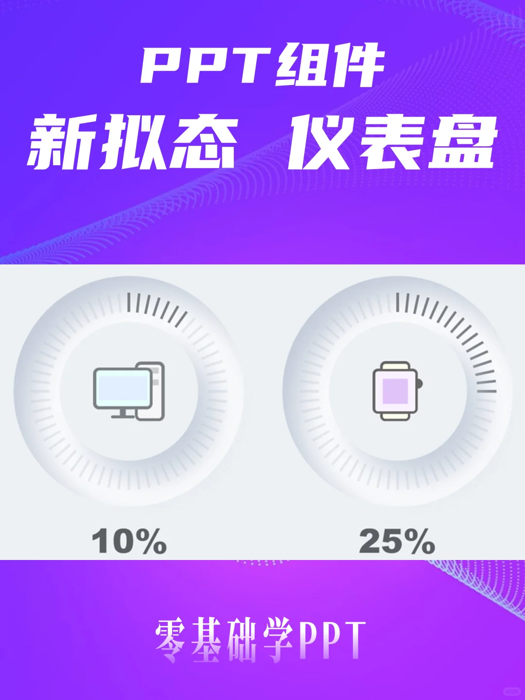 ppt图表｜一学就会小清新拟态仪表盘