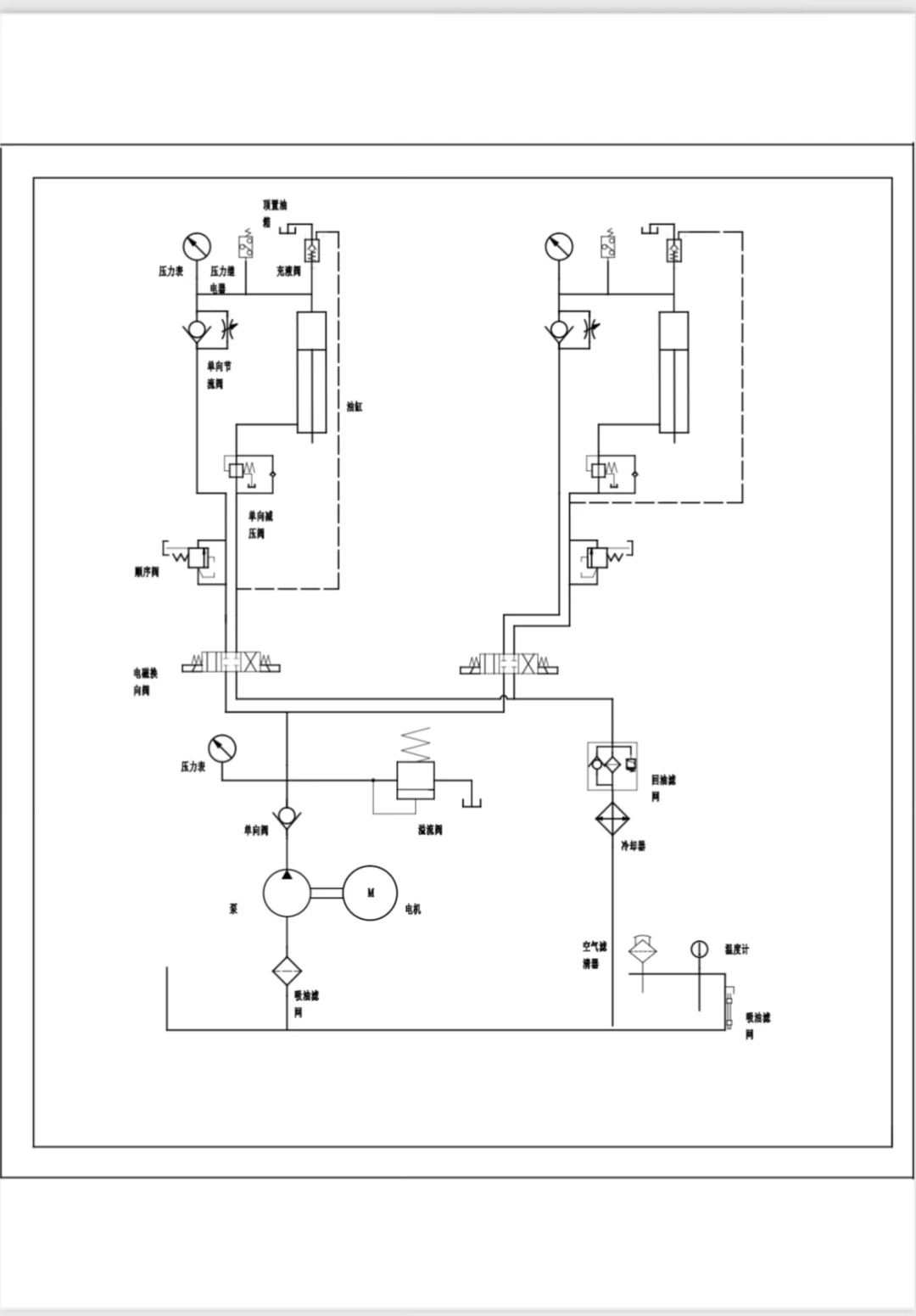 液压系统设计，设计原理图，设计油缸图