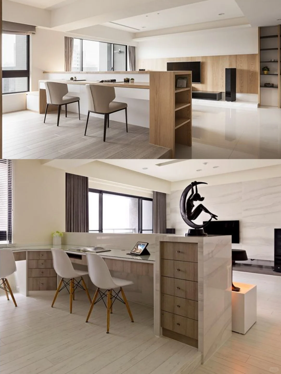 10张实拍图！大客厅沙发后塞书桌，显大实用