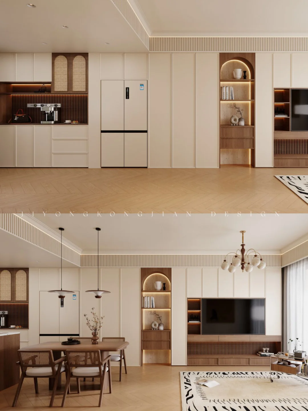 开间2.9米!也能做中古风玄关餐边一体柜❤️